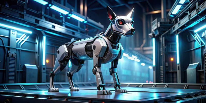 Futuristische Roboterkanone in High-Tech-Laboratorien. Generative AI vektor abbildung