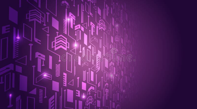 Futuristischer abstrakter Hintergrund mit leuchtenden violetten geometrischen Mustern. Perfekt für technologische digitale Innovat lizenzfreie abbildung