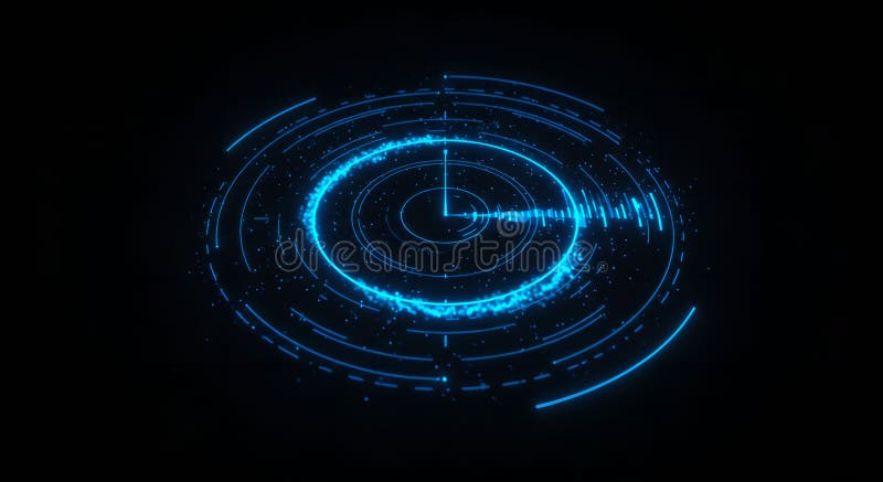 Futuristischer Blauradar-Scan mit Particle Trail lizenzfreie abbildung