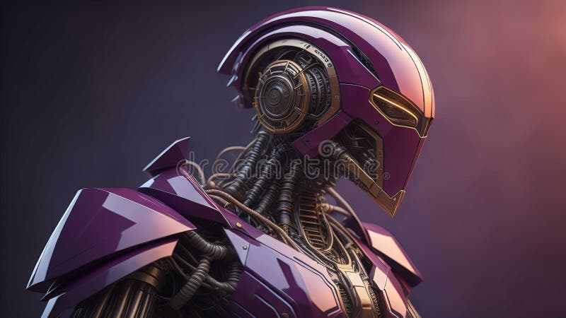 Futuristischer Roboter oder Cyborg mit Helm und Rüstung. generative Hilfe stock abbildung