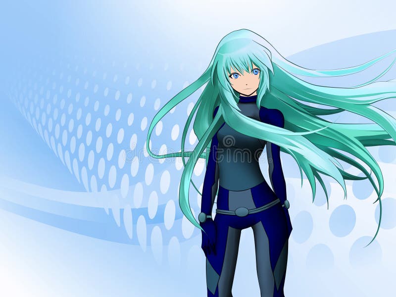 Futuristisches Animemädchen stock abbildung Futuristisches Animemädchen stock abbildung