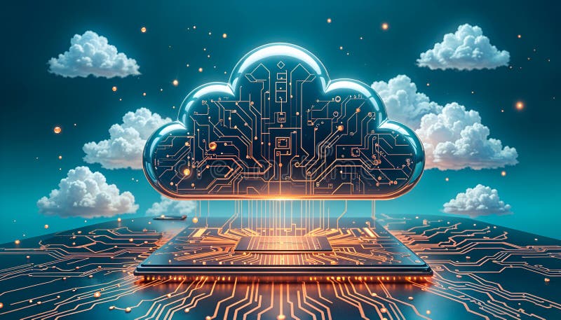 Futuristisches Cloud Computing Technology Concept : AIGenerated Illustration stockbilder