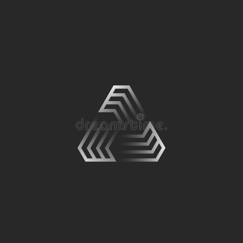 Futuristisches Dreieckformlogo, geometrischer Rahmenbau der kreativen Steigung für T-Shirt Druckemblem, Cybertechnologieikone ode stock abbildung