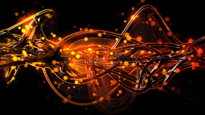 Futuristisches goldenes Rot der Zusammenfassung und gelbe flüssige Glaswellen und Kräuselung vektor abbildung Futuristisches goldenes Rot der Zusammenfassung und gelbe flüssige Glaswellen und Kräuselung vektor abbildung