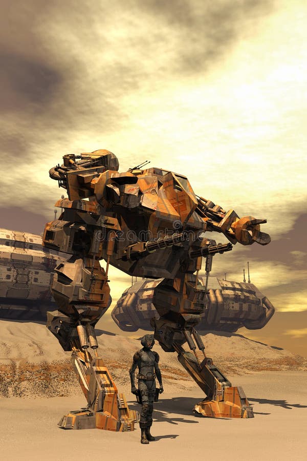 Futuristisches Pilot- und Kampfroboter mecha stock abbildung Futuristisches Pilot- und Kampfroboter mecha stock abbildung