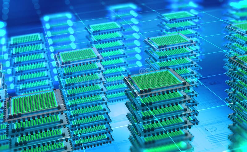 Futuristisches Rechenzentrum Big Data-Analyticsplattform Quantums-Prozessor im globalen Computernetzwerk Futuristisches Rechenzentrum Big Data-Analyticsplattform Quantums-Prozessor im globalen Computernetzwerk