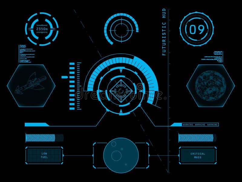 Futuristisk användargränssnitt HUD vektor illustrationer Futuristisk användargränssnitt HUD vektor illustrationer