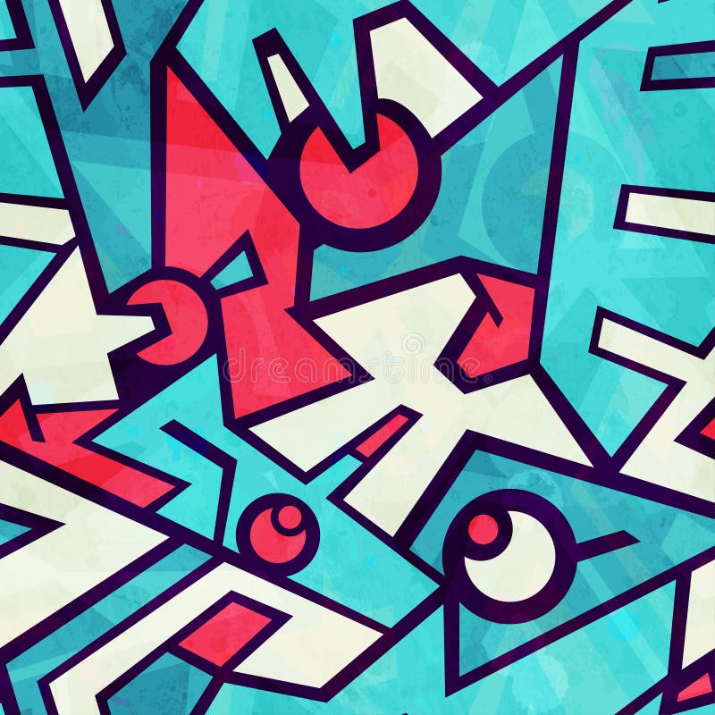 Futuristisk blå sömlös modell med grungeeffekt stock illustrationer