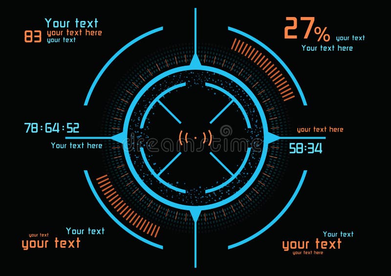 Futuristisk blått- och apelsininfographics stock illustrationer