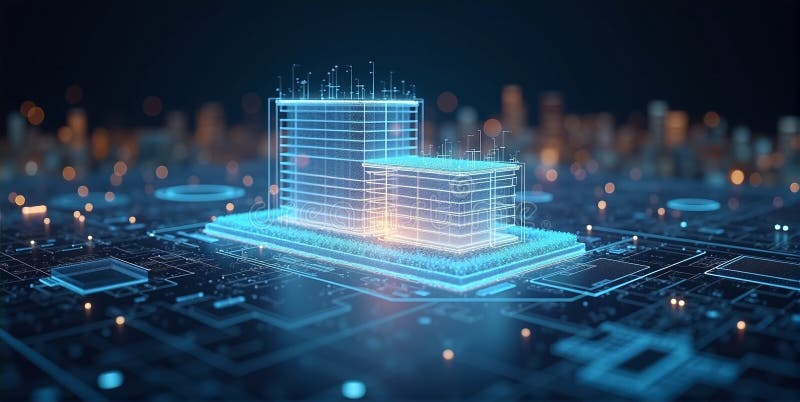 Futuristisk byggmodell med elegant design av smarta material och avancerad konstruktionsteknik royaltyfri illustrationer