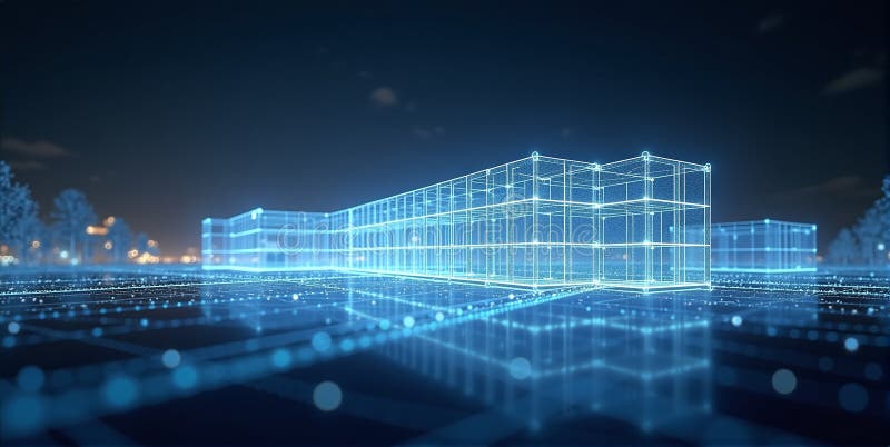 Futuristisk byggmodell med elegant design av smarta material och avancerad konstruktionsteknik vektor illustrationer