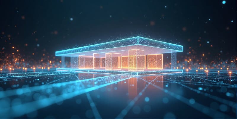 Futuristisk byggmodell med elegant design av smarta material och avancerad konstruktionsteknik vektor illustrationer