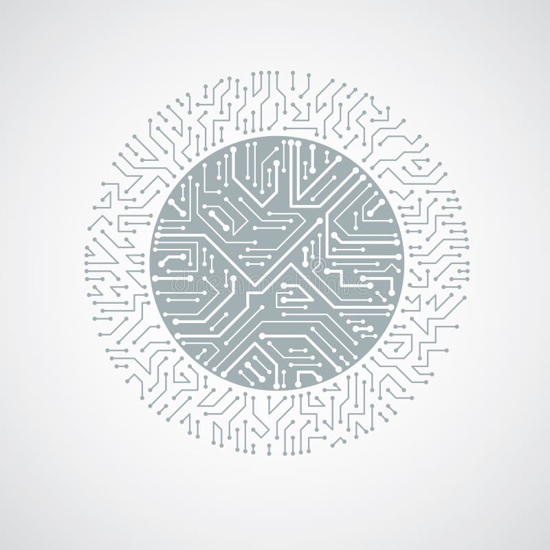 Futuristisk cybernetic intrig, svartvitt vektormoderkort stock illustrationer