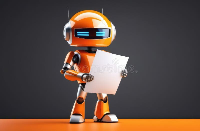 Futuristisk, human robot som hjälper till med framtida postteknik arkivbild