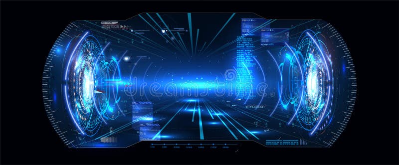 Futuristisk huvud-uppskärm HUD UI GUI Interface Screen Design för vektor VR Virtuell verklighet Digital användargränssnitt VR-hör vektor illustrationer