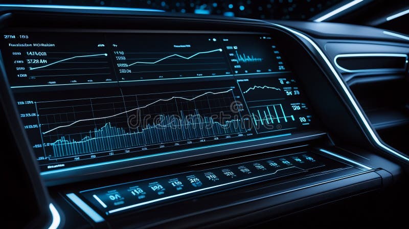 Futuristisk instrumentpanel med utfallskartor för visualisering av data royaltyfri illustrationer