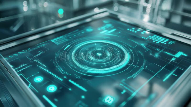 Futuristisk kontrollpanel som visar dataanalys och bearbetningsinformation vektor illustrationer
