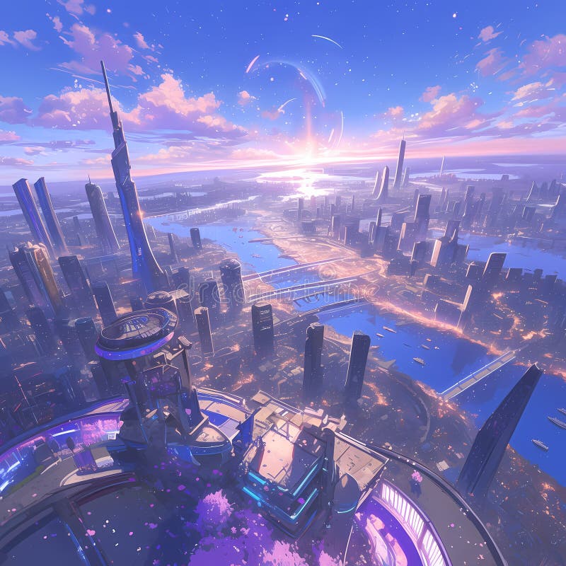 Futuristisk metropolis vektor illustrationer