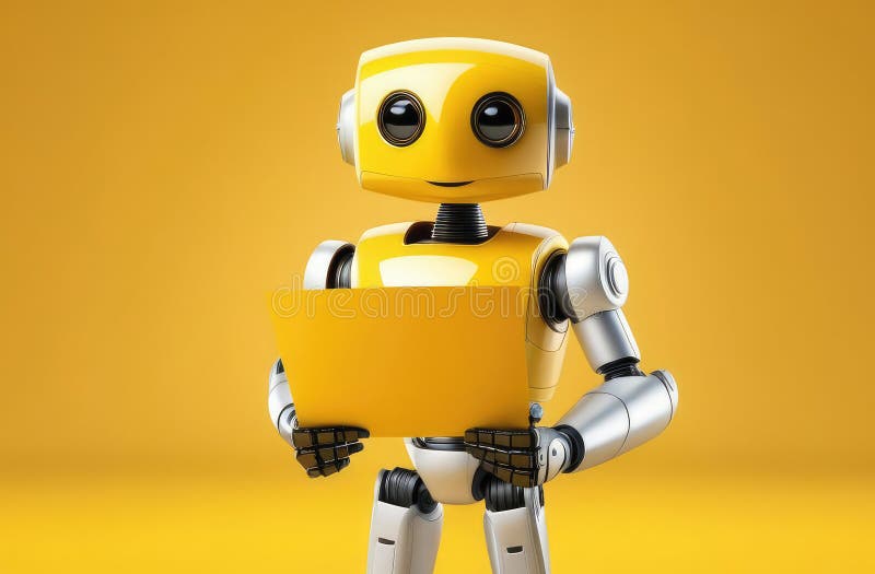 Futuristisk och roid förvaringspapper som är humana robotar som hjälper till med framtida postteknik royaltyfri bild