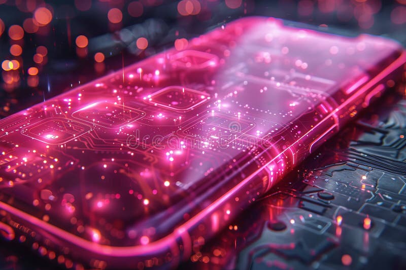 Futuristisk smarttelefon med quantum-kryptografifunktioner och levande digitala nyckelgränssnitt royaltyfri illustrationer