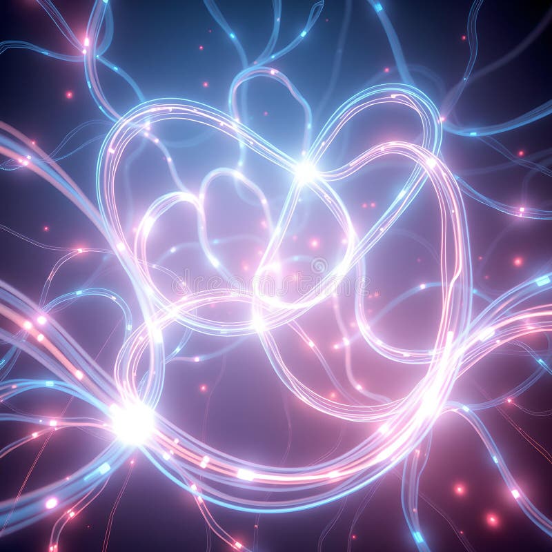 Futuristisk Void 8K SciFi Digital Abstraction med växande fiberoptiska kablar och kinematikbelysning royaltyfri illustrationer