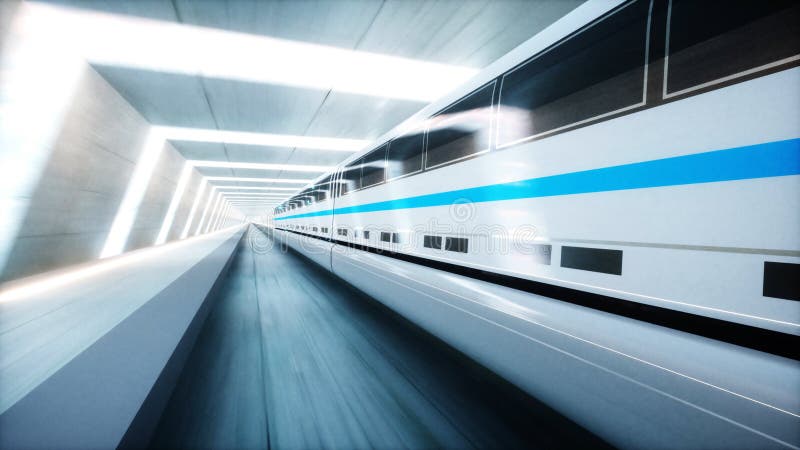 Futuristiskt modernt drev, snabb körning för enskenig järnväg i scifi-tunnelen, coridor Begrepp av framtid framförande 3d royaltyfri fotografi Futuristiskt modernt drev, snabb körning för enskenig järnväg i scifi-tunnelen, coridor Begrepp av framtid framförande 3d royaltyfri fotografi