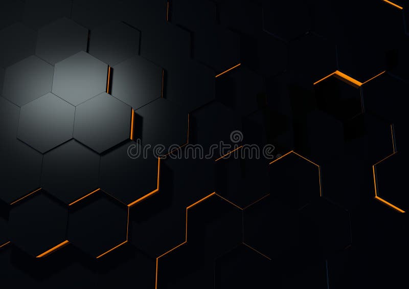 Futuristic Black Reflective Surface Abstract 3d Render with hexagonal shapes. Futuristic Black Reflective Surface Abstract 3d Render with hexagonal shapes