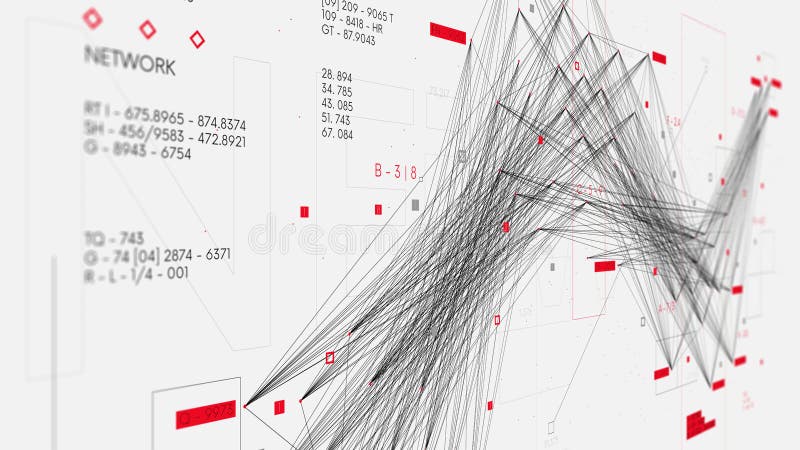 Futuristiskt system för sortering och analys av databaser komplicerad visualisering av informationsnätverk och sammanlänkningar il stock illustrationer