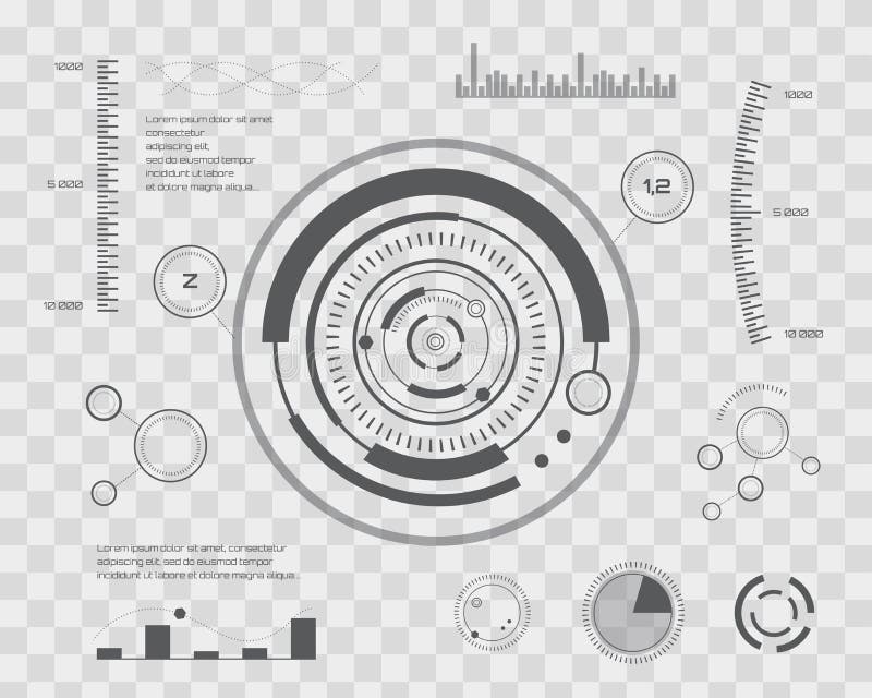 Futuro abstrato, interface de utilizador gráfica virtual azul futurista HUD do toque do vetor do conceito Para a Web, local, móve ilustração royalty free Futuro abstrato, interface de utilizador gráfica virtual azul futurista HUD do toque do vetor do conceito Para a Web, local, móve ilustração royalty free