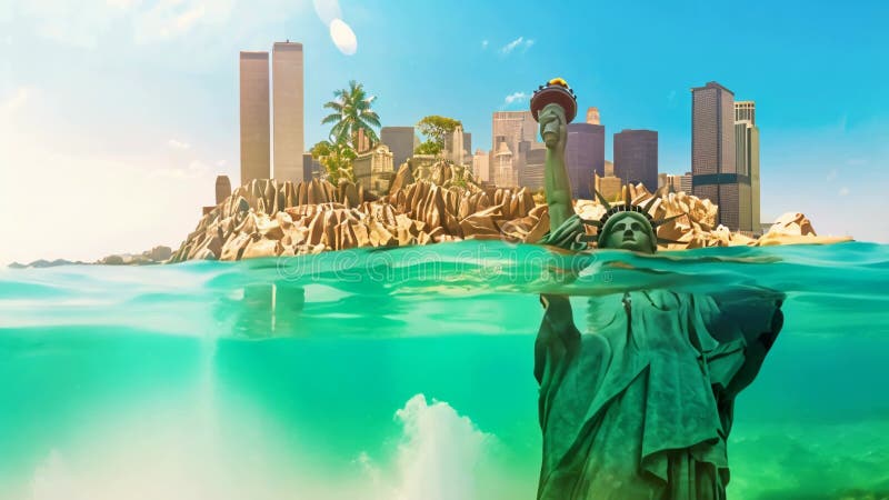 Futuro apocalíptico del calentamiento global stock de ilustración