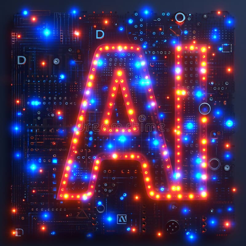 Cybernetic Future: Artificial Brain and 3D Technology in Vector Text Design "AI. Cybernetic Future: Artificial Brain and 3D Technology in Vector Text Design "AI.