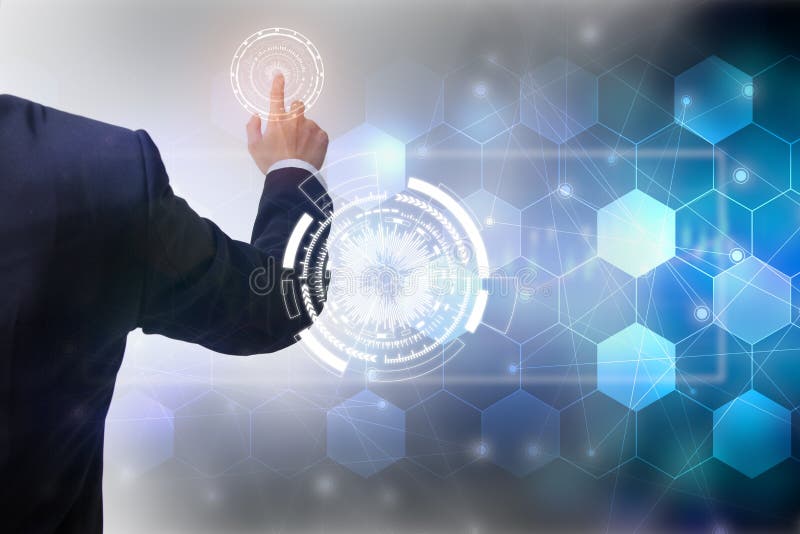 Futuro do conceito da rede da tecnologia, homem de negócios que guarda o símbolo mundial da rede e a relação gráfica fotografia de stock royalty free Futuro do conceito da rede da tecnologia, homem de negócios que guarda o símbolo mundial da rede e a relação gráfica fotografia de stock royalty free