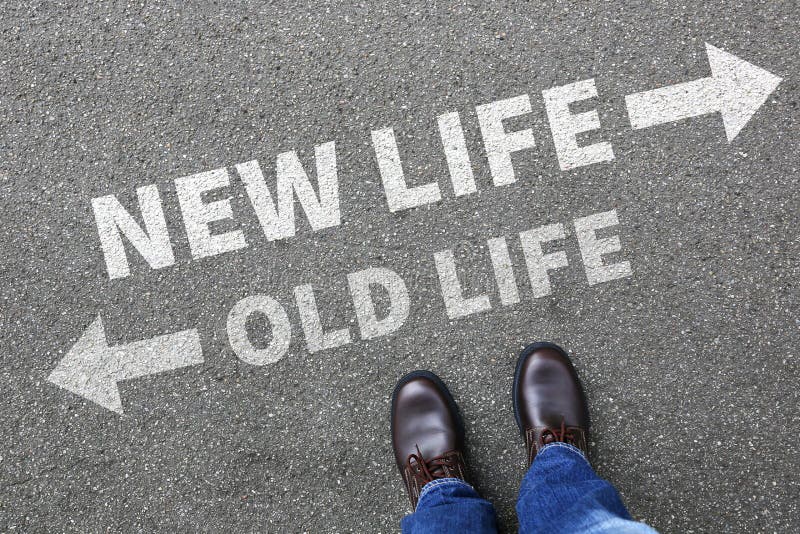 Futuro novo velho da vida após a mudança da decisão do sucesso dos objetivos