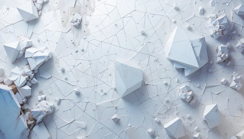 Futurystyczne abstrakcyjne tło o geometrycznych kształtach na białej teksturowanej powierzchni generuje ai