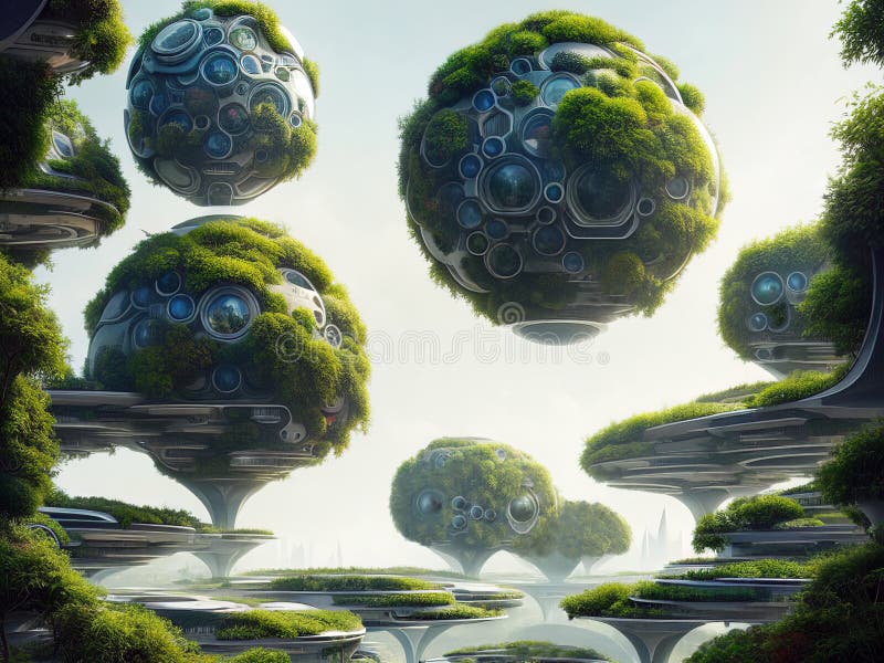 Futurystyczne ekologiczne miasto ilustracja wektor