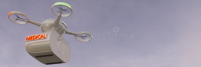 Futurystyczny dron medyczny 3d renderować ilustracja wektor