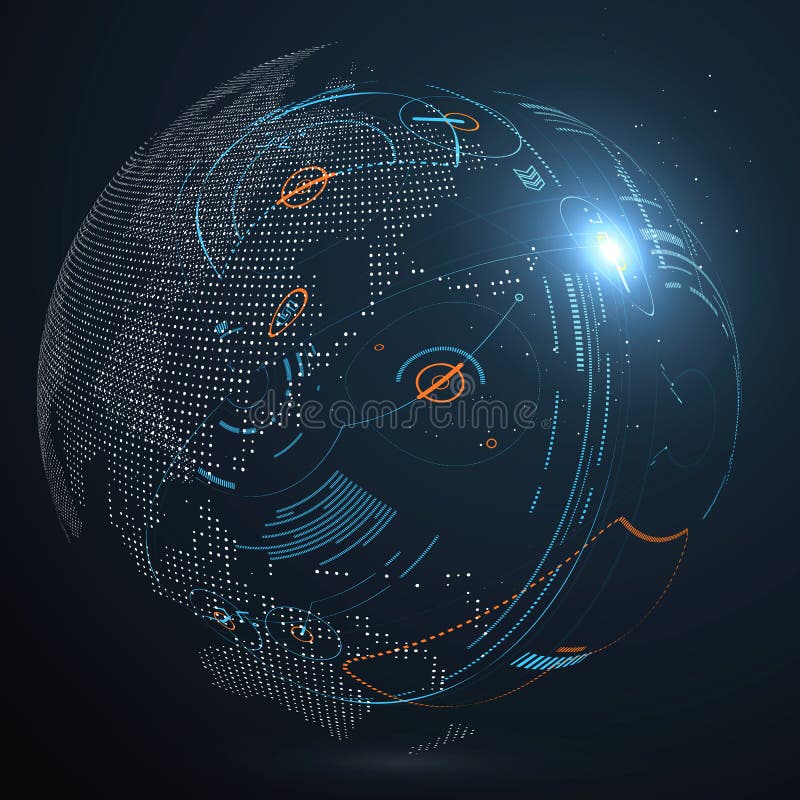 Futurystyczny globalizacja interfejs ilustracja wektor Futurystyczny globalizacja interfejs ilustracja wektor