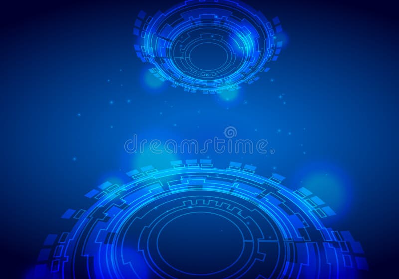 Futurystyczny interfejs, HUD, techno okrąg, Wektorowy abstrakcjonistyczny technologia projekt na błękitnym tle royalty ilustracja Futurystyczny interfejs, HUD, techno okrąg, Wektorowy abstrakcjonistyczny technologia projekt na błękitnym tle royalty ilustracja