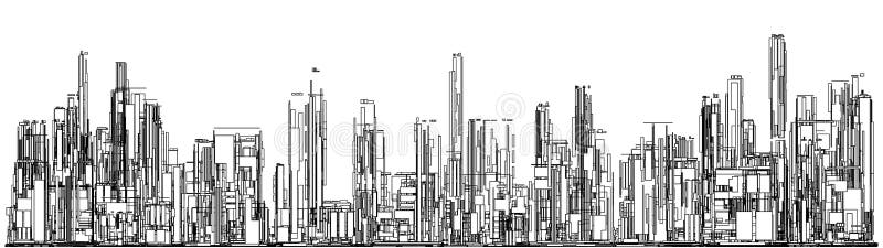 Futurystyczny Megalopolis miasto drapacze chmur Wektorowi ilustracji Futurystyczny Megalopolis miasto drapacze chmur Wektorowi ilustracji