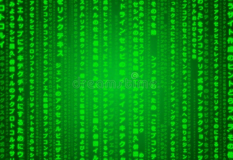 Futurystyczny Neo Zielony japończyk z Kanji Techno Cyfrowy tekstury tła ilustraci Orientalną Ornamentacyjną Deseniową tapetą ilustracja wektor Futurystyczny Neo Zielony japończyk z Kanji Techno Cyfrowy tekstury tła ilustraci Orientalną Ornamentacyjną Deseniową tapetą ilustracja wektor