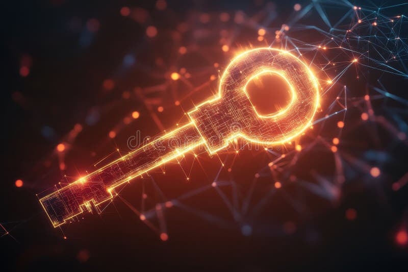 Futurystyczny projekt cyfrowy reprezentujący ochronę danych cyberbezpieczeństwa oraz innowacje technologiczne abstrakcyjne fotografia stock