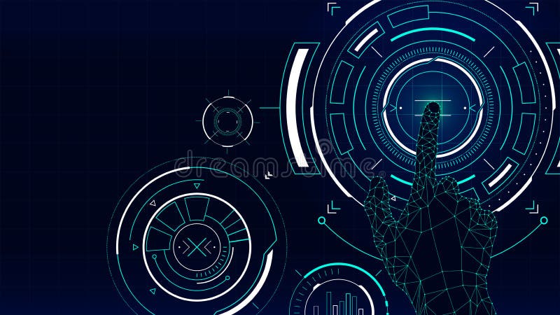 Futurystyczny wektorowy tło, hud technologii dotyka ekranu interfejs ilustracja wektor Futurystyczny wektorowy tło, hud technologii dotyka ekranu interfejs ilustracja wektor
