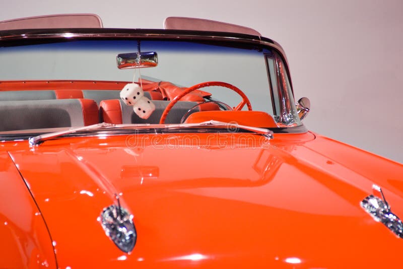 Fuzzy Dice and Orange Classic Car Stock Photo Image of auto