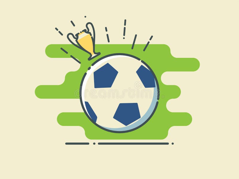 Fußball/Fußball auf stilisiertem grünem Feld mit goldenem Cup lizenzfreie abbildung Fußball/Fußball auf stilisiertem grünem Feld mit goldenem Cup lizenzfreie abbildung