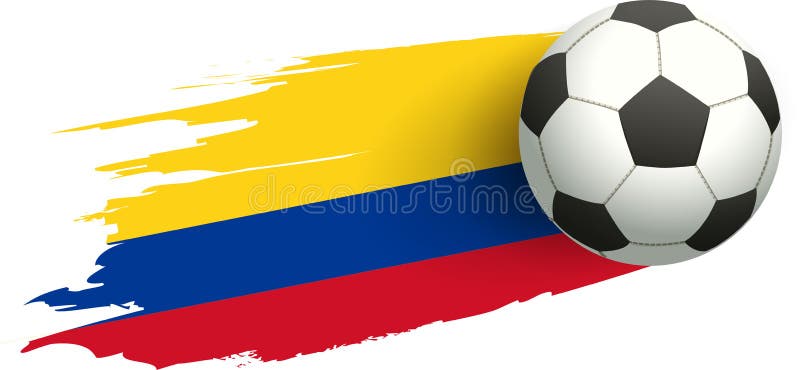 Fußball und Flagge von Kolumbien Siegtrittziel lizenzfreie abbildung Fußball und Flagge von Kolumbien Siegtrittziel lizenzfreie abbildung