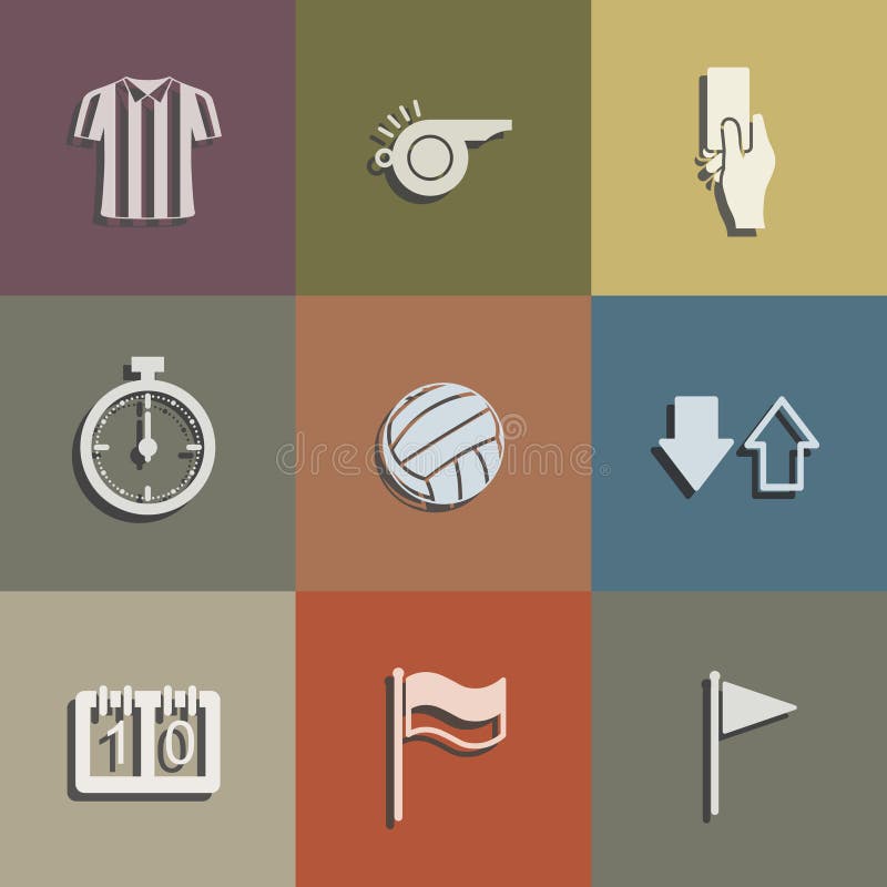Fußballreferent-Ikonensatz Abstraktes Fußballzeichen und -symbol Vektor stock abbildung Fußballreferent-Ikonensatz Abstraktes Fußballzeichen und -symbol Vektor stock abbildung