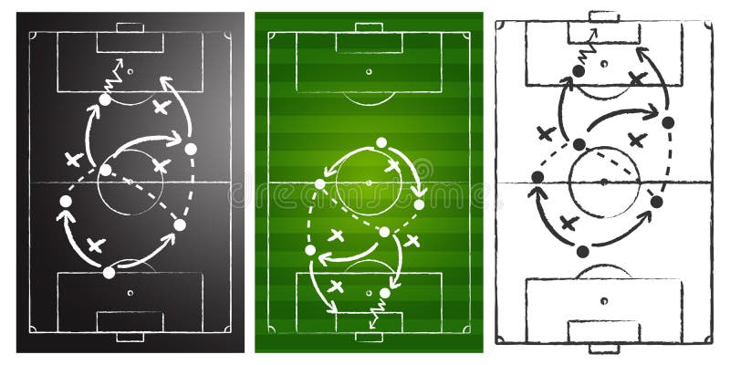 Soccer game strategy boards set 3 different backgrounds. Soccer game strategy boards set 3 different backgrounds