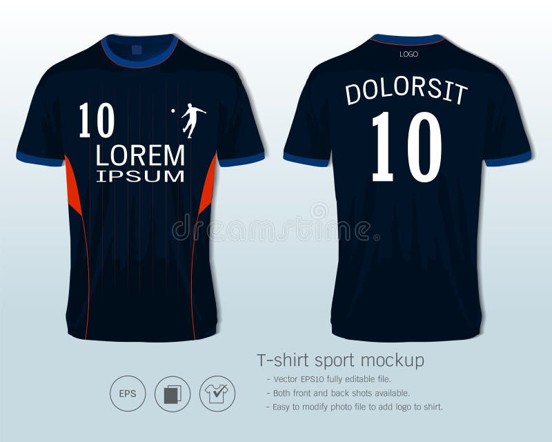 Fußballtrikotschablone für die Fußballverein- oder -sportkleidungsuniformen, Front und hintere Schüsse verfügbar stock abbildung Fußballtrikotschablone für die Fußballverein- oder -sportkleidungsuniformen, Front und hintere Schüsse verfügbar stock abbildung