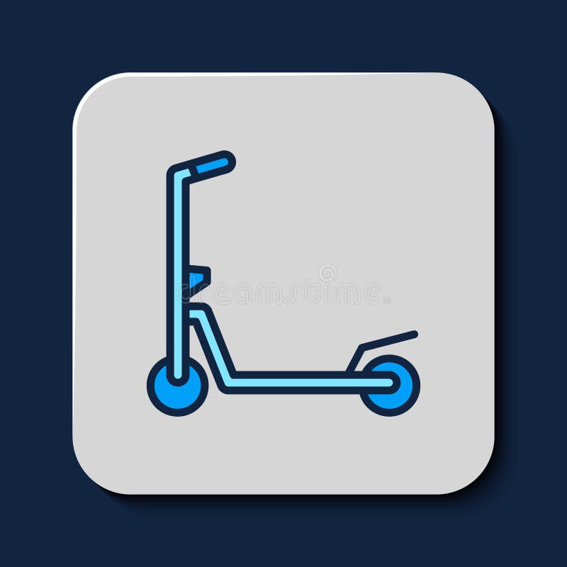 Fylld disposition Rullstolpe för barnikon isolerad på blå bakgrund. Spartskotrar eller balanscykel. Vector stock illustrationer