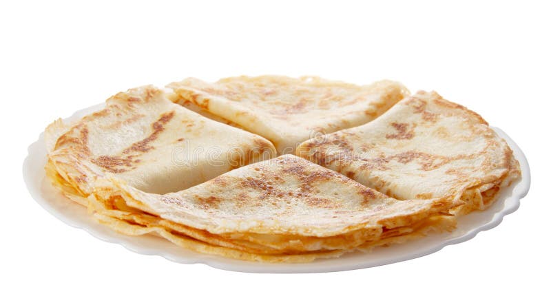 Fyra pannkakor på plätera arkivbilder Fyra pannkakor på plätera arkivbilder